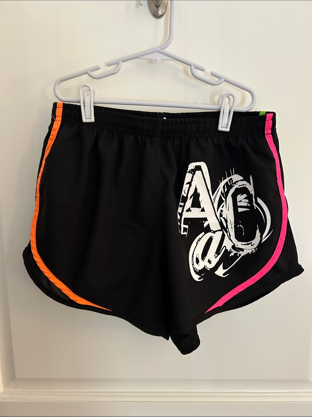 Varsity Brand Black Women’s Athletic Shorts with Pink & Orange Trim